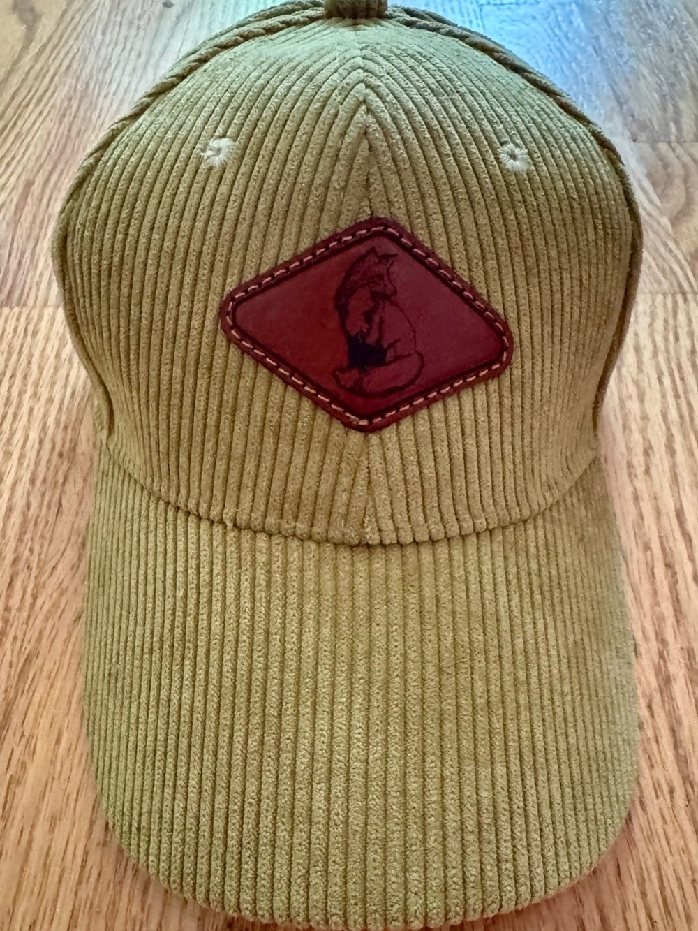 NWOT Olive/Yellow Corduroy Cap with Fox Patch - Never Worn